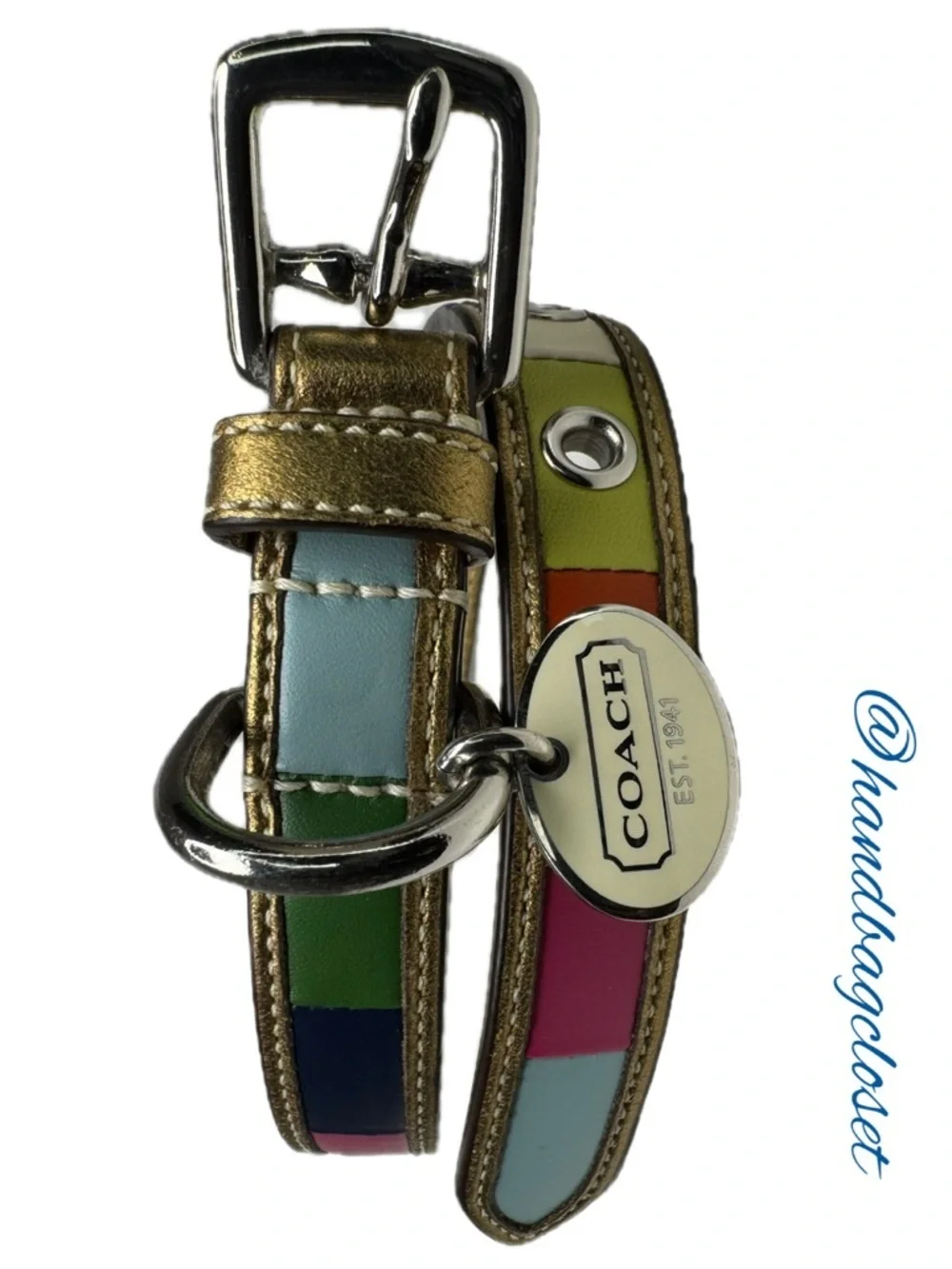 Coach Legacy Color Block Leather Y2K Vintage Rare Size Small Dog Collar